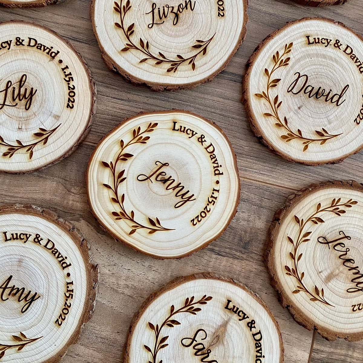 Custom Family Name Engraved Wood Coaster Set – Munsell Made