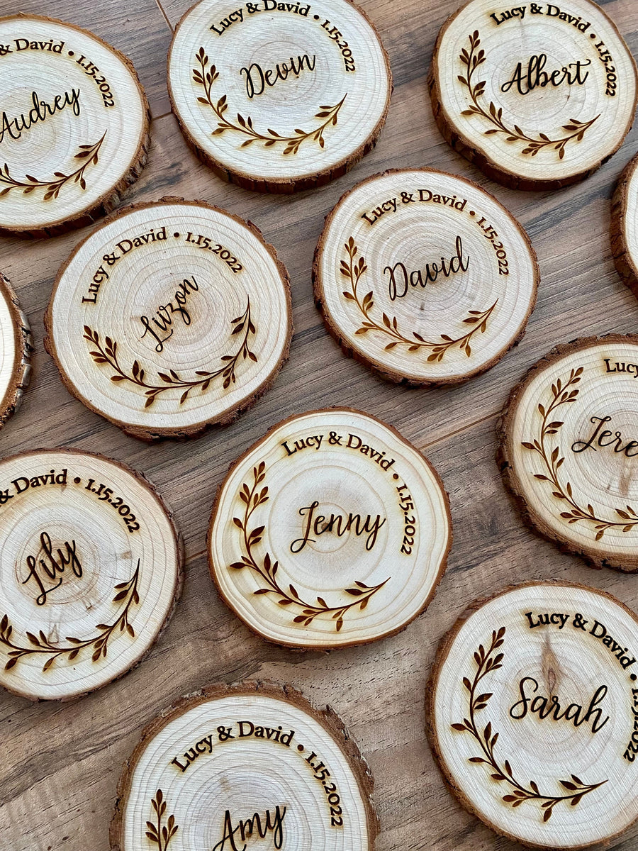 Custom Family Name Engraved Wood Coaster Set – Munsell Made