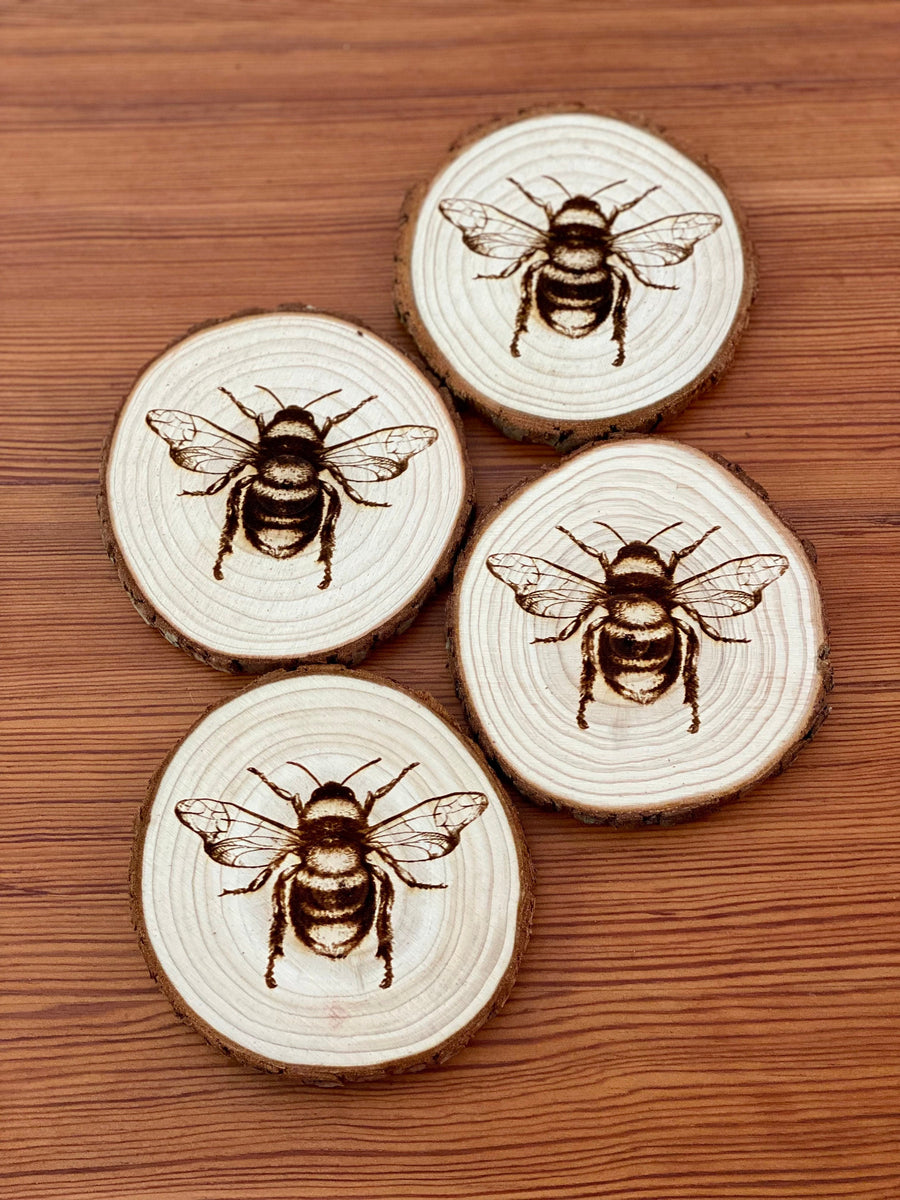 Set of Coffee Time Engraved Wood Coasters – Munsell Made