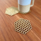 Honeycomb Laser Cut Wood Coaster Set