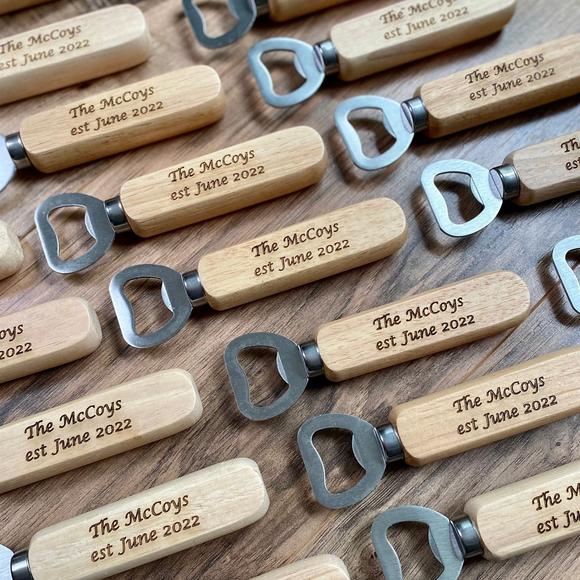 Custom Engraved Wood Message Bottle Openers