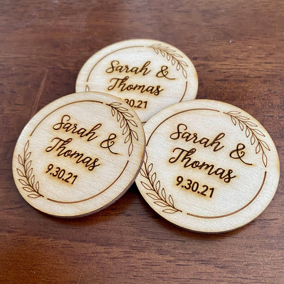 Custom Engraved Wood Wedding Favor or Save The Date