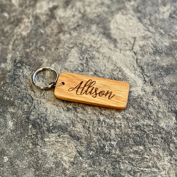 Personalized Engraved Wood Keychain