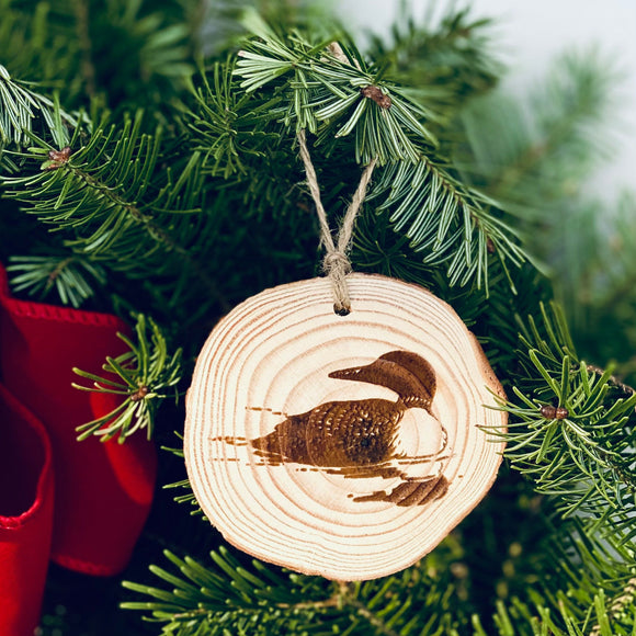 Loon Engraved Wood Christmas Ornament
