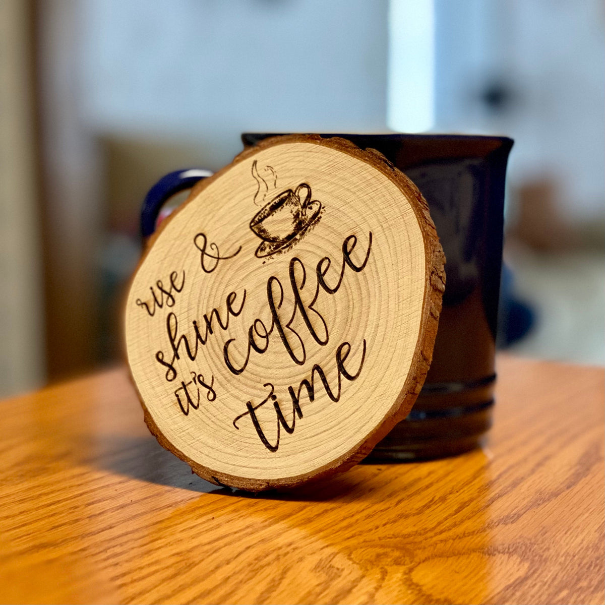 Set of Coffee Time Engraved Wood Coasters – Munsell Made