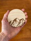 Mountain Engraved Wood Coaster Set