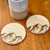 Mountain Engraved Wood Coaster Set