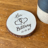 Custom Couples Name & Date Wood Coaster Set