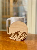 Mountain Engraved Wood Coaster Set