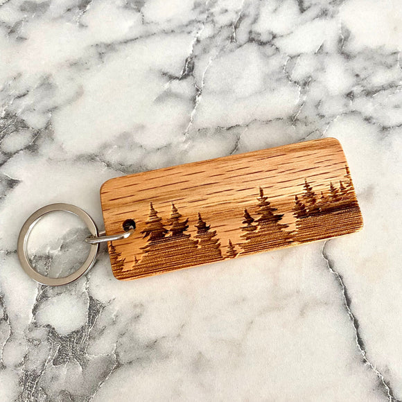 Treeline Engraved Wood Keychain Munsell Made