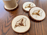 Maine Lighthouse Engraved Wood Coaster Set