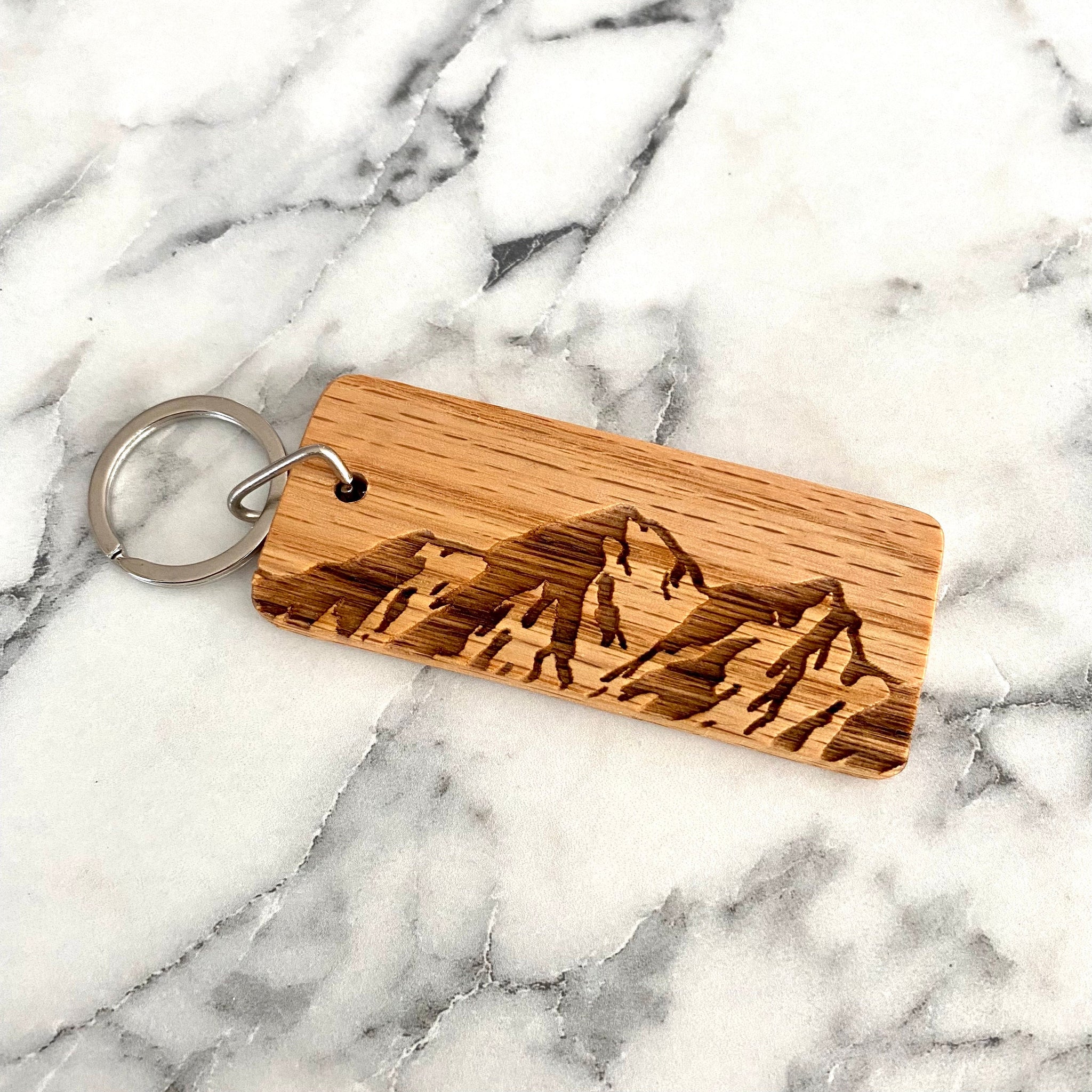 Mountain Engraved Wood Keychain – Munsell Made Mountain Engraved Wood Keychain – Munsell Made