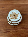 Maple Leaf Engraved Wood Coaster Set