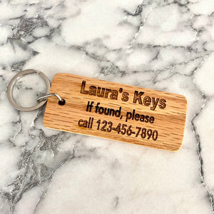 Personalized "Lost Keys" Engraved Wood Keychain