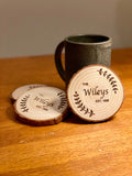 Custom Family Name & Year Wood Coaster Set