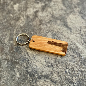 Lighthouse Engraved Wood Keychain