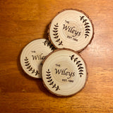 Custom Family Name & Year Wood Coaster Set