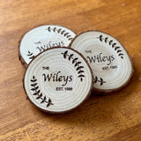 Custom Family Name & Year Wood Coaster Set