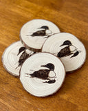 Loon Engraved Wood Coaster Set