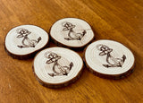 Anchor Engraved Wood Coaster Set