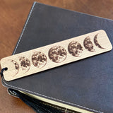 Moon Phases Engraved Wood Bookmark