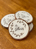 Custom Text Engraved Wood Coaster Set