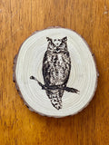 Owl Engraved Wood Coaster Set