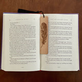 Feather Engraved Wood Bookmark