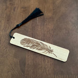 Feather Engraved Wood Bookmark