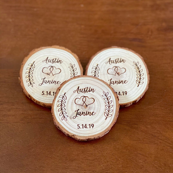 Custom Wood Slice Wedding Favor