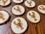 Lobster Engraved Wood Coaster Set