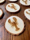 Lobster Engraved Wood Coaster Set