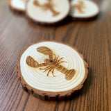 Lobster Engraved Wood Coaster Set